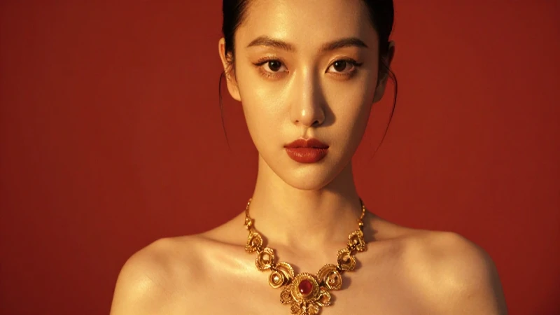 Retrato femenino elegante con piel dorada luminosa