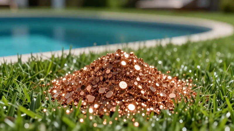 Qué beneficios tiene el sulfato de cobre en piscinas y jardines 5 Foto realista con tonos cálidos y llamativa composición