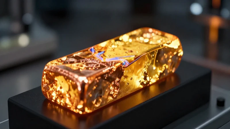 Lingote de cobre brillante en laboratorio elegante