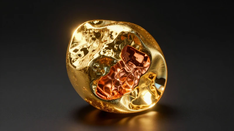 Oro brillante con núcleo de cobre visible