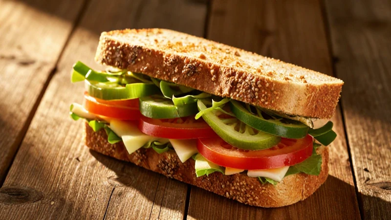 Fotografía apetitosa de sándwich en tonos cálidos