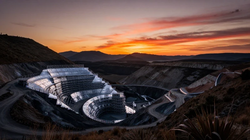 Paisaje minero dramático al atardecer