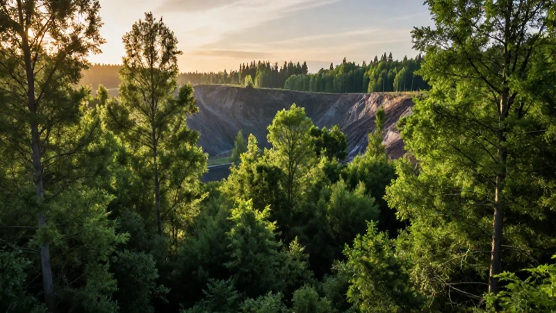 Peñoles y Fresnillo plc implementan reforestación en minas 2 Reforestación exuberante en mina con luz dorada
