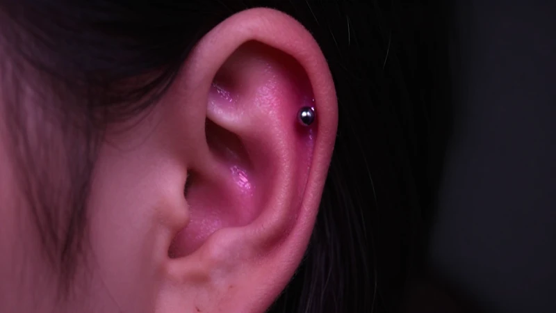 Piercing daith realista en fondo dramático