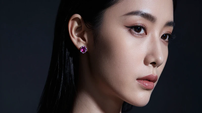 Mujer con piercing y elegante joyería brillante