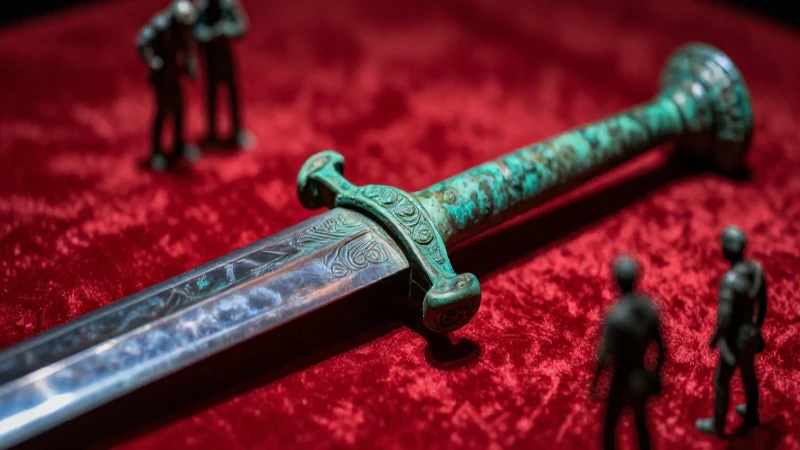 Espada persa antigua bajo luz dramática