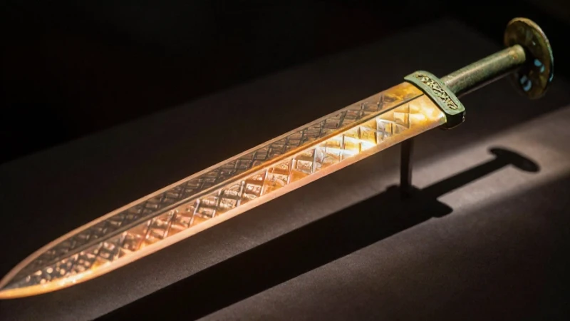 Espada antigua bronce en iluminación dramática