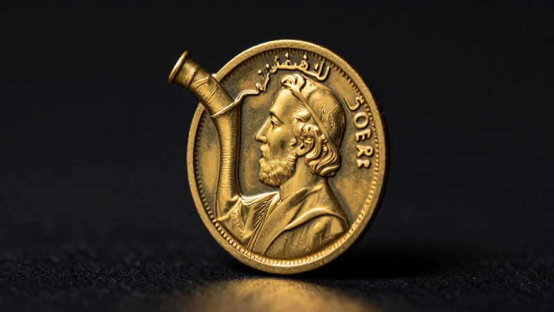 Moneda persa dorada con iluminación dramática
