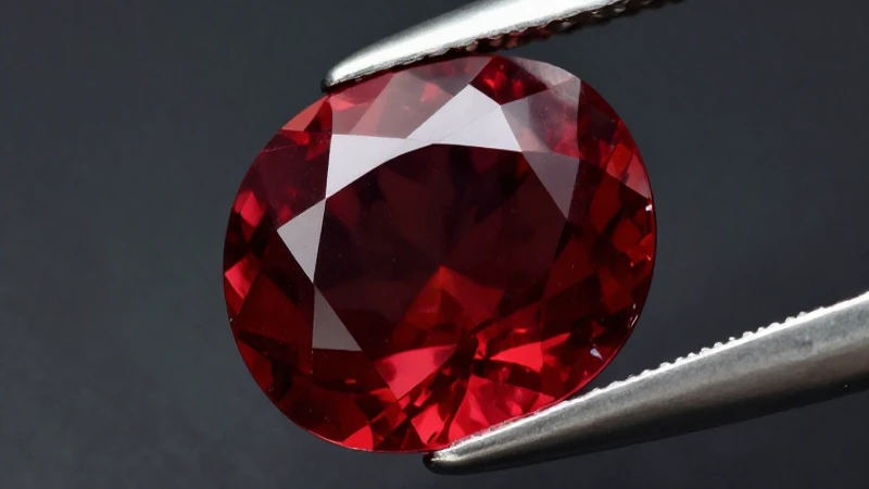 Granate rojo brillante en enfoque suave