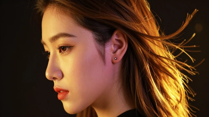 Retrato atractivo con piercing tragus impactante