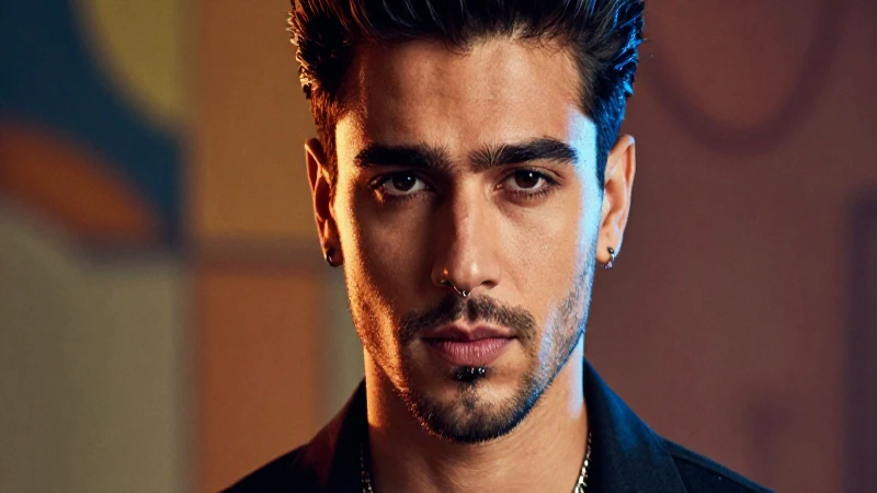 Hombre atractivo con piercings, estilo blog cinematográfico