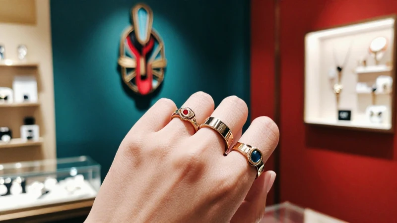 Qué estilo y significado tienen los anillos en el meñique 7 Anillos en primer plano, fotografía vibrante y nítida