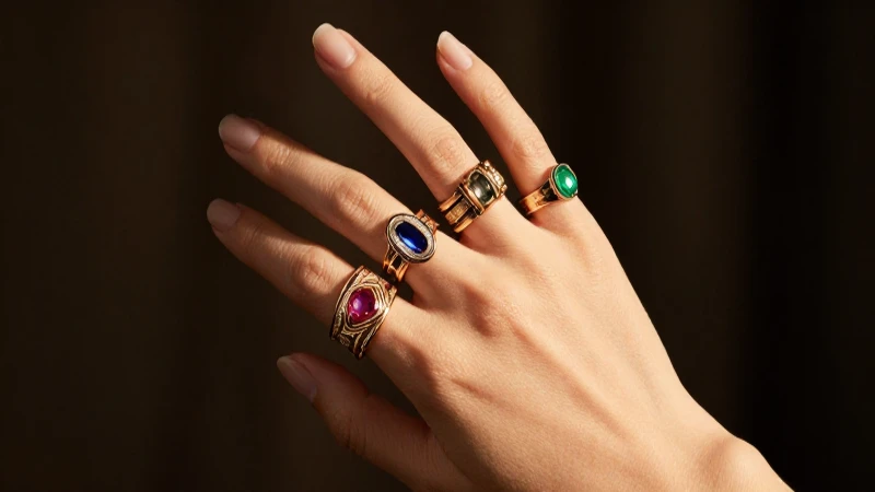 Qué estilo y significado tienen los anillos en el meñique 4 Mano sostiene alianzas con luz cálida