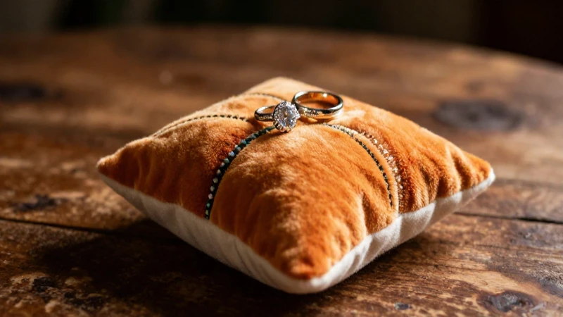 Anillos elegantes sobre una mesa rústica
