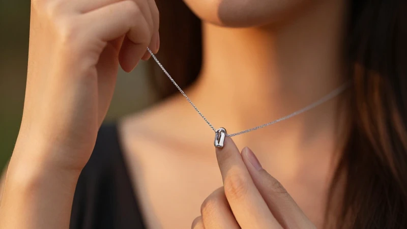Primer plano elegante de una joya en manos