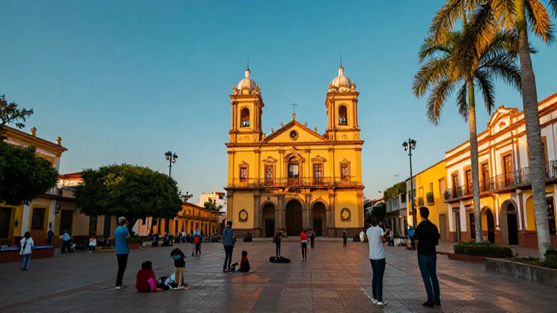 Plaza renovada irradia alegría familiar al atardecer