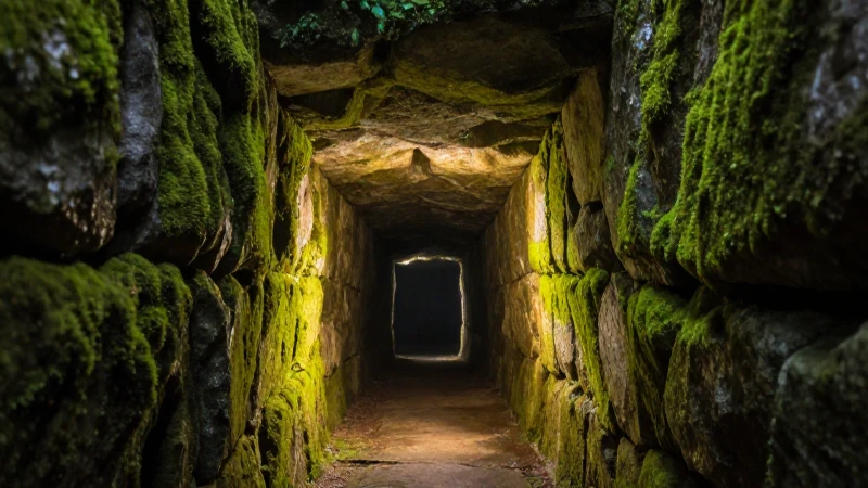 Poisk.Pro revela túneles ocultos en la línea Arpad 6 Entrada misteriosa a túnel con musgo brillante