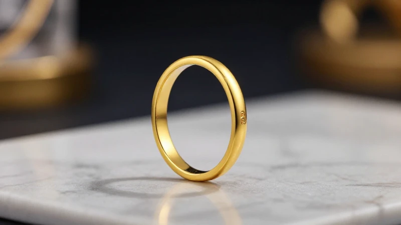 Anillo dorado elegante en estudio fotográfico