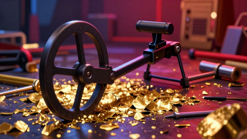Oro y herramientas bajo luz cinematográfica