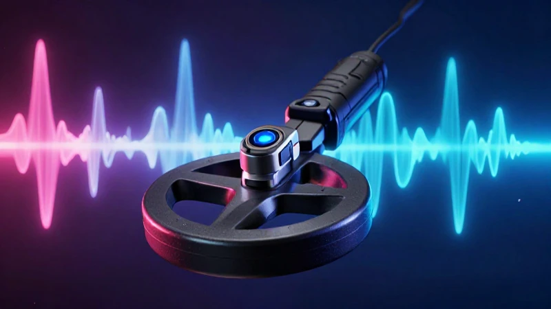 Detector metálico fotorealista con iluminación dramática