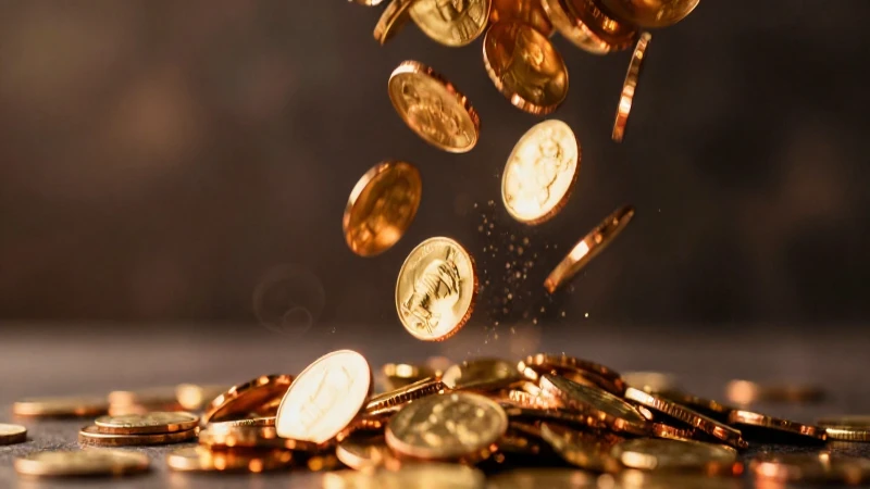 Monedas doradas caen en movimiento cinematográfico