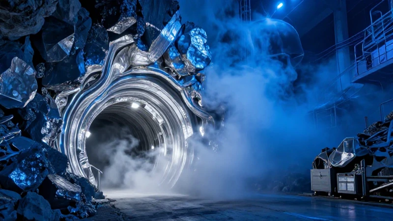 Impresionante mina de plata con luz azul