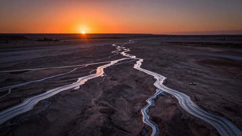 Venas minerales bajo atardecer dramático y detallado