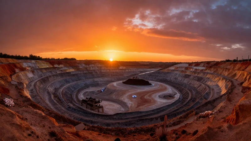 Amanecer mexicano en mina; colores dramáticos y geología