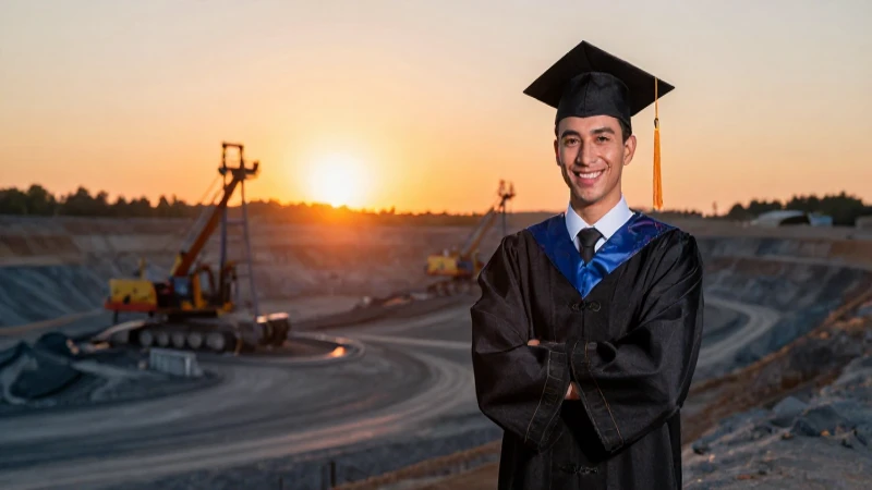 Graduado sonríe con confianza en la mina