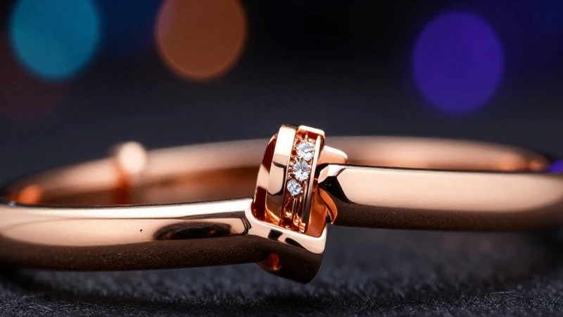 Pulsera rosé oro elegante, fotografía cinematográfica vibrante