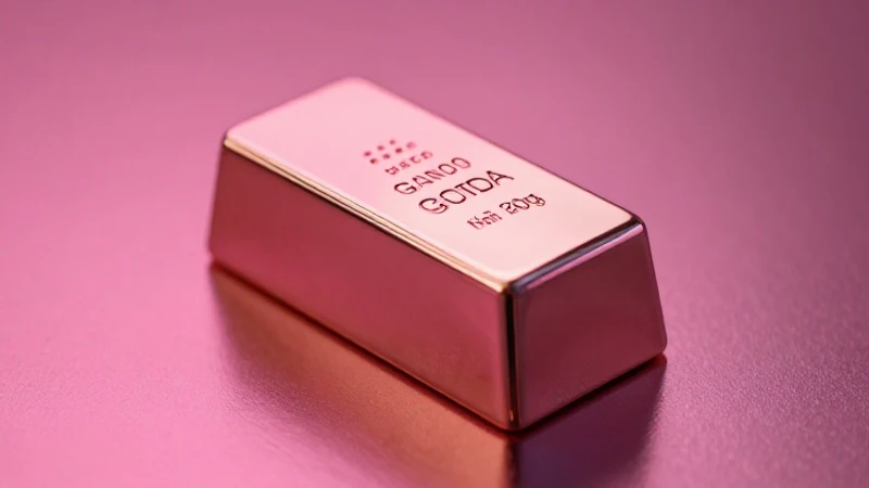 Lingote dorado rosa resplandeciente y lujoso