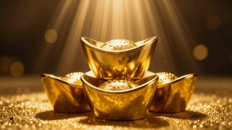 Lingotes de oro brillantes en iluminación dramática