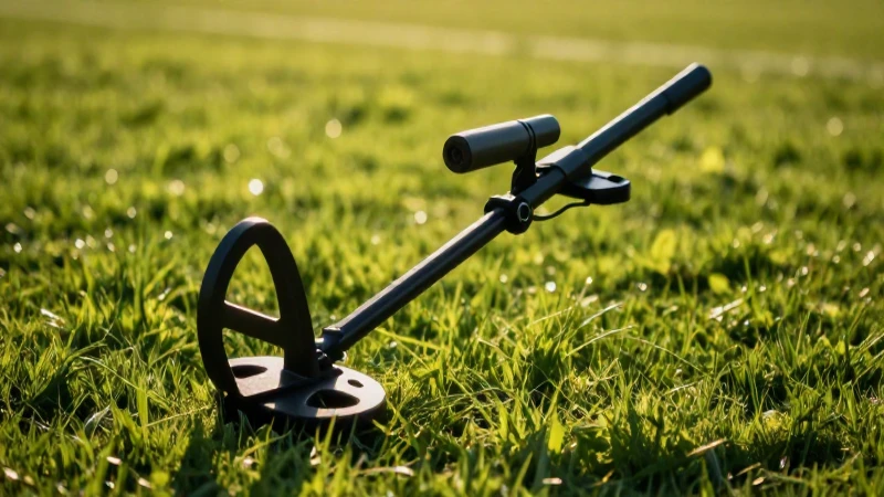 Fotografía impactante del metal detector en campo dorado