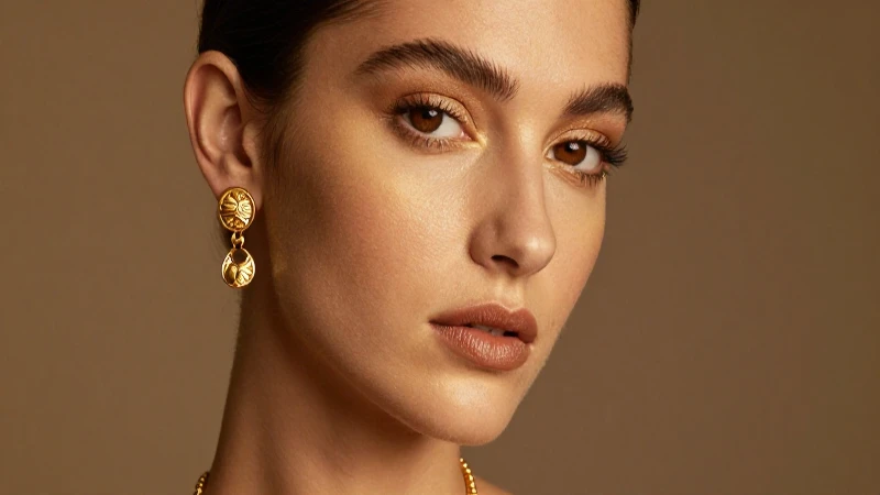 Mujer elegante con joyería y luz cálida