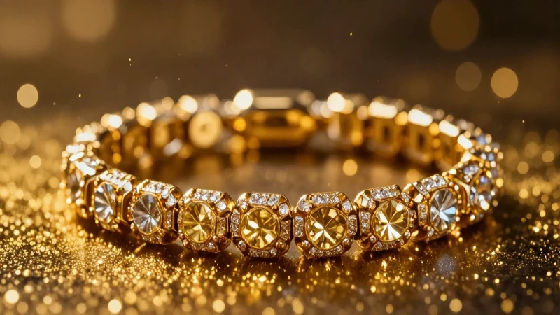 Pulsera dorada lujosa con efecto cinematográfico