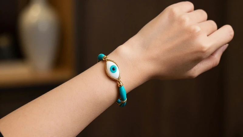Pulsera de Ojo Turco: Protección y Buena Suerte en Tu Estilo 7 Pulsera con ojos turquesa en elegante muñeca