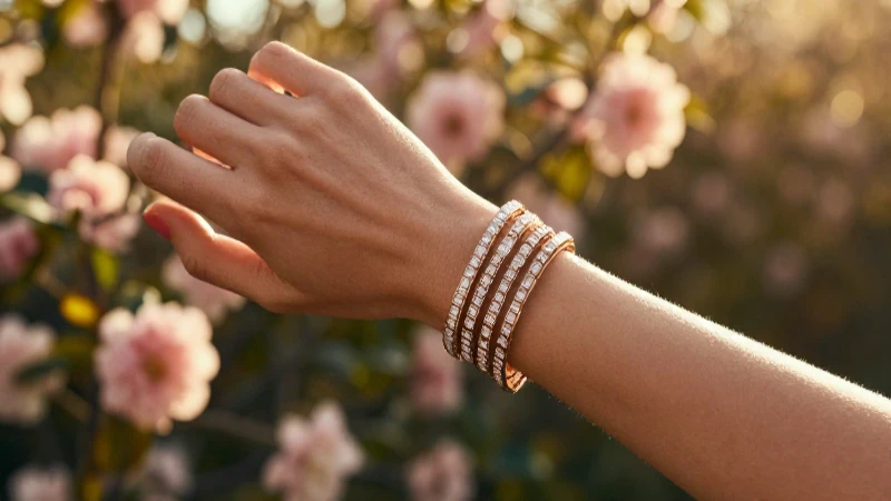 Pulseras de tenis adornan la elegante muñeca