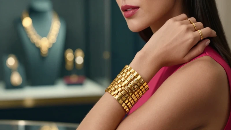Pulseras doradas destacadas en foto elegante