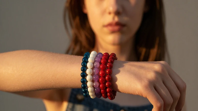 Joven con pulseras doradas en estudio
