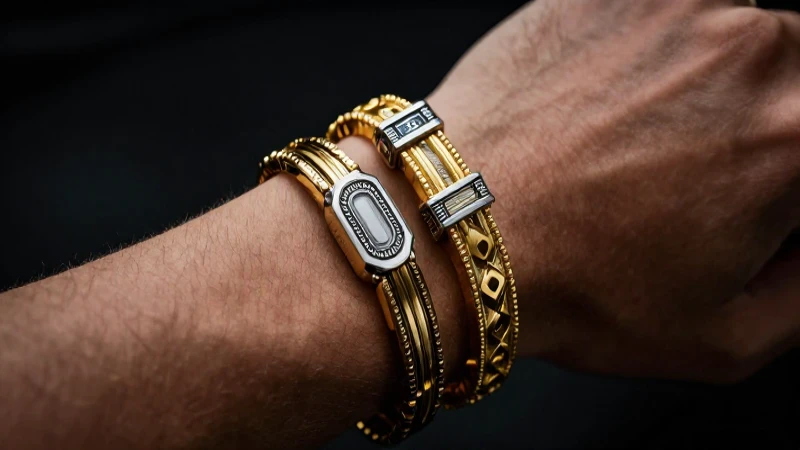 Pulseras doradas y plateadas, estilo lujoso
