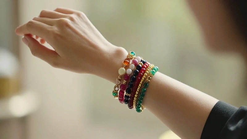 Pulseras vibrantes adornan la elegante muñeca materna