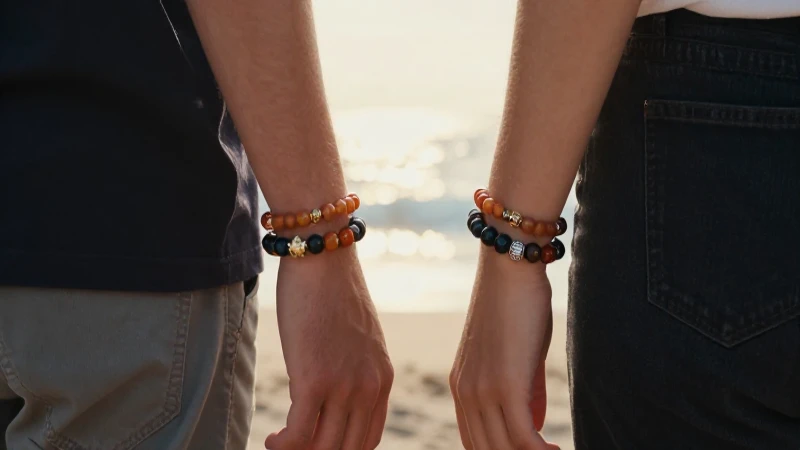Pulseras pareja: descubre las pulseras nice para mujer 6 Jóvenes atractivos con pulseras en la playa