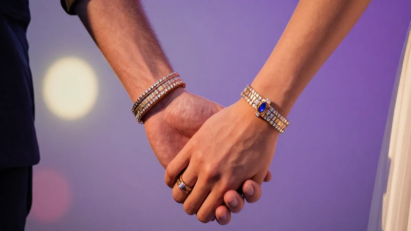 Pulseras pareja: descubre las pulseras nice para mujer 4 Pareja abrazada, joyería elegante en primer plano