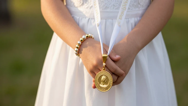 Primera Comunión: pulsera y medalla en niña