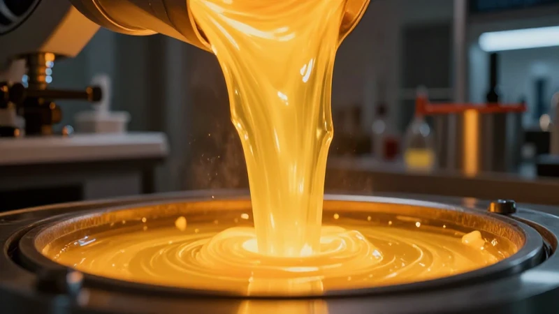Oro fundido en laboratorio con iluminación dramática