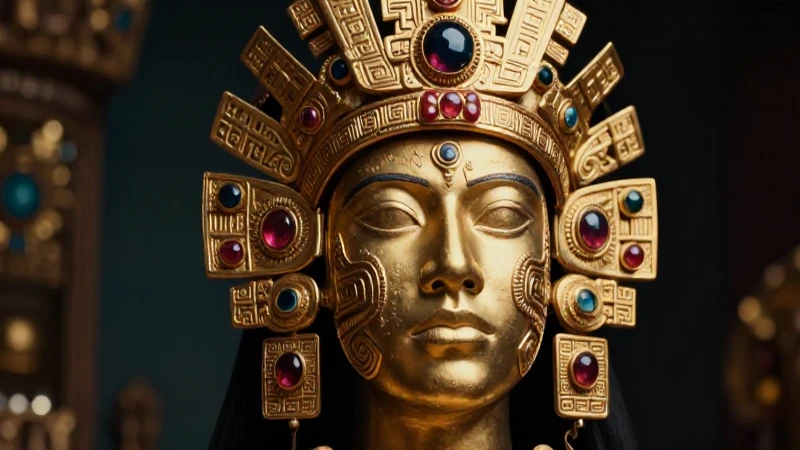 Retrato fotográfico vibrante de joyería azteca mexicana