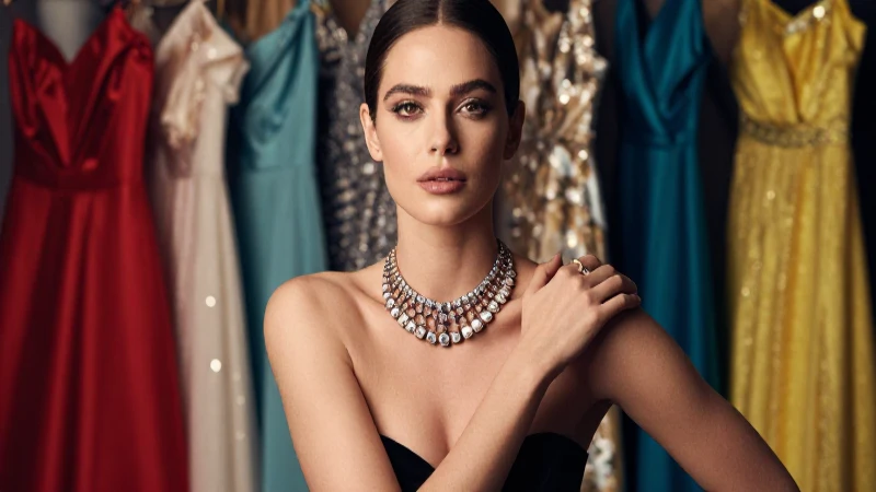 Collar perfecto: descubre qué usar con cada tipo de escote 3 Mujer con elegante collar en fotografía dramática
