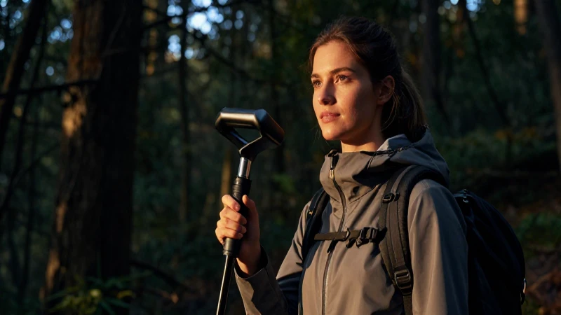 Joven busca tesoros en el bosque dorado