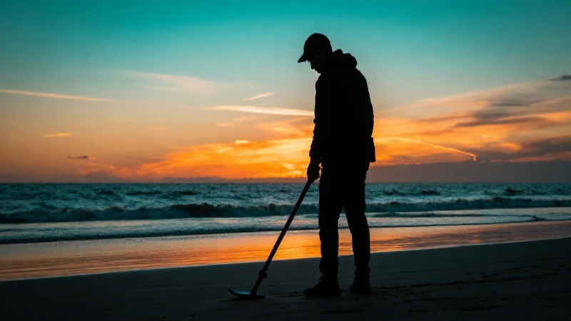 Atardecer dramático en la playa y soledad