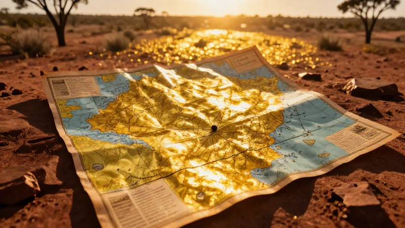 Mapa del tesoro en paisaje australiano dramático